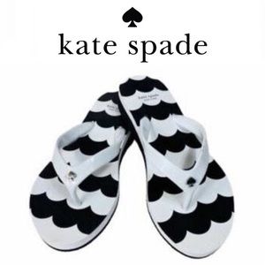 ✔️Kate Spade Milli Wedge Flip FlopBlack/White Stripe